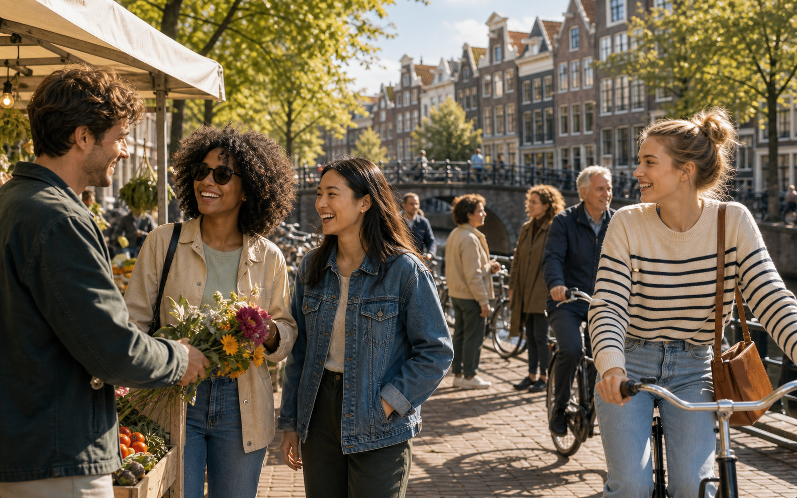 A diverse group enjoying local life in the Netherlands